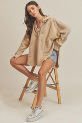 Slit Half Snap Oversize Hoodie Aemi + Co